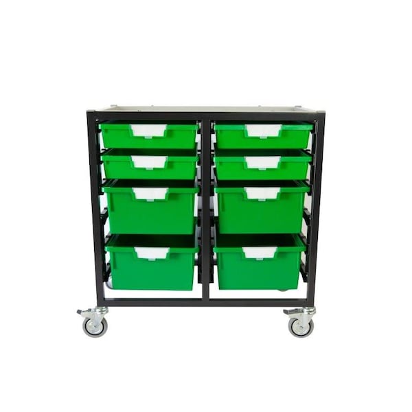 Storsystem Commercial Grade Mobile Bin Storage Cart with 8 Green High